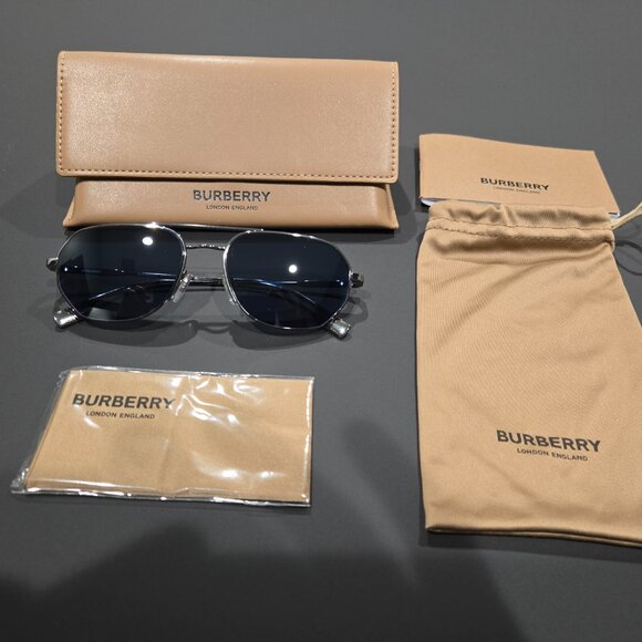Burberry Henry Sunglasses Silver/Grey B 3140 1003/80 57-18-145 - Picture 3 of 14